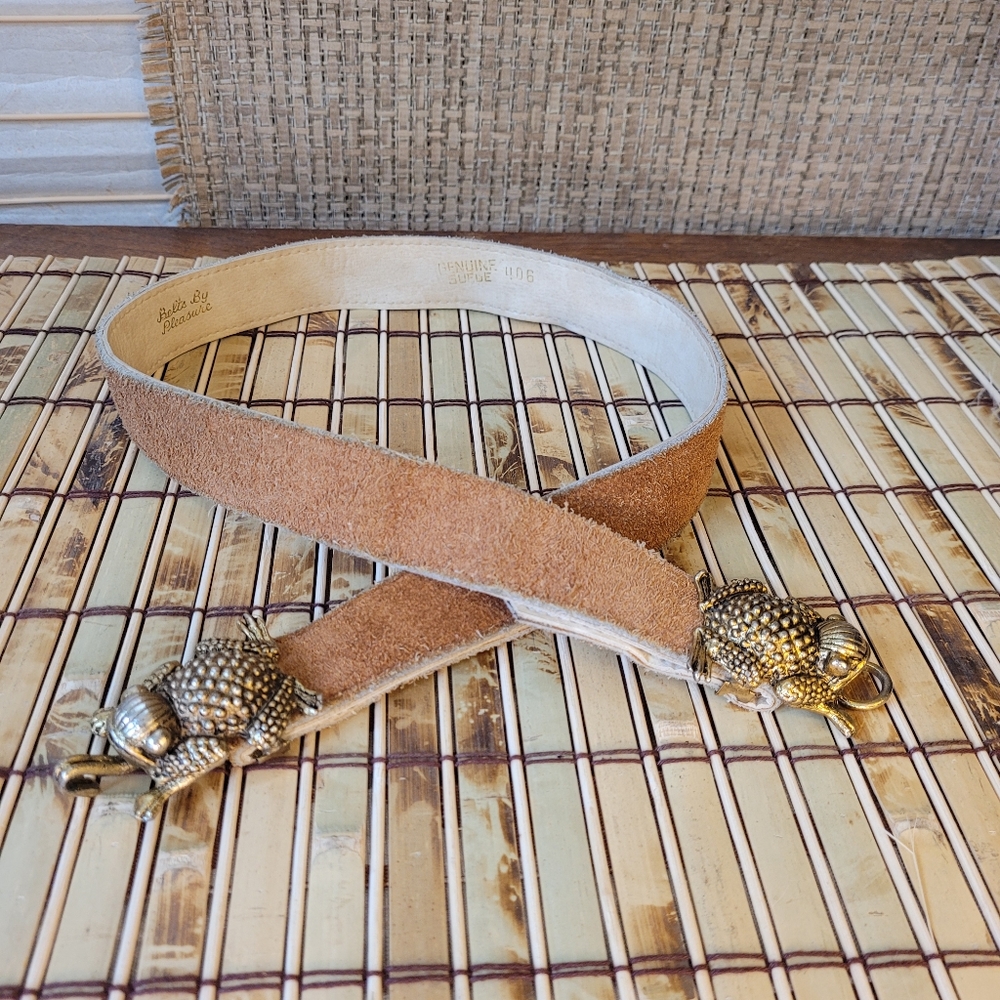 Vintage Suede Frog Clasp Belt
